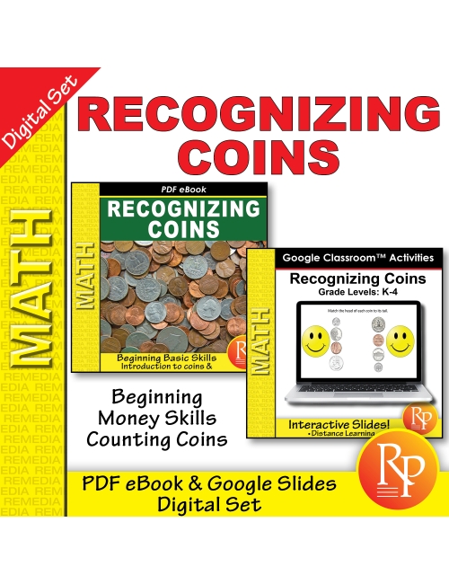 Recognizing Coins: PDF & Google SET | Penny - Nickel - Dime - Quarter