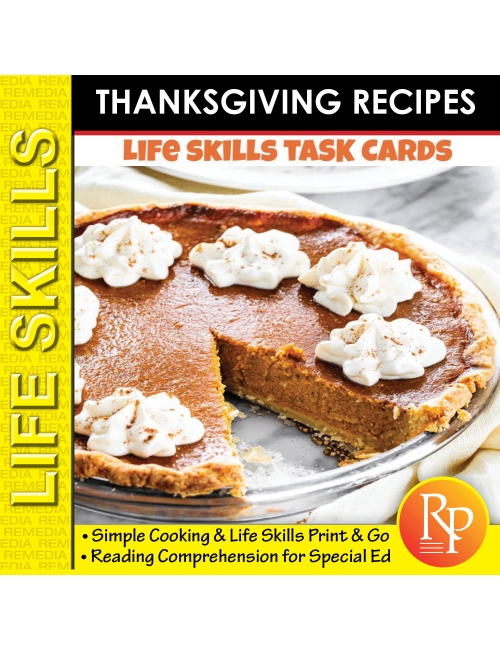 THANKSGIVING RECIPE COMPREHENSION - Simple Cooking & Life Skills - Print & Go