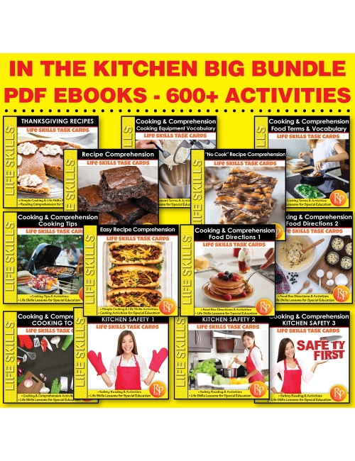 600 Simple Cooking, Recipe Comprehension & Kitchen Safety Lessons BIG SET