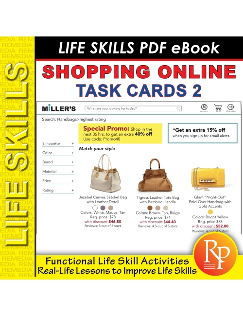 Shopping Online Task Cards 2: Consumer Life Skills | Reading Activities