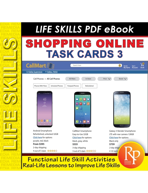 Shopping Online Task Cards 3: Consumer Life Skills | Reading Activities