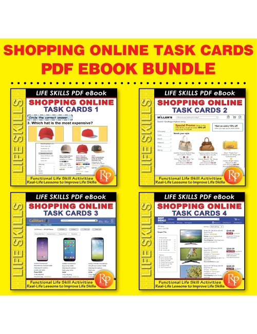 Shopping Online Task Cards SET: Consumer Life Skills | Reading Activities