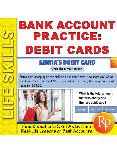 Bank Account Practice - Debit cards - Task Cards