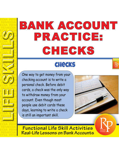 Bank Account Practice - Checks - Task Cards