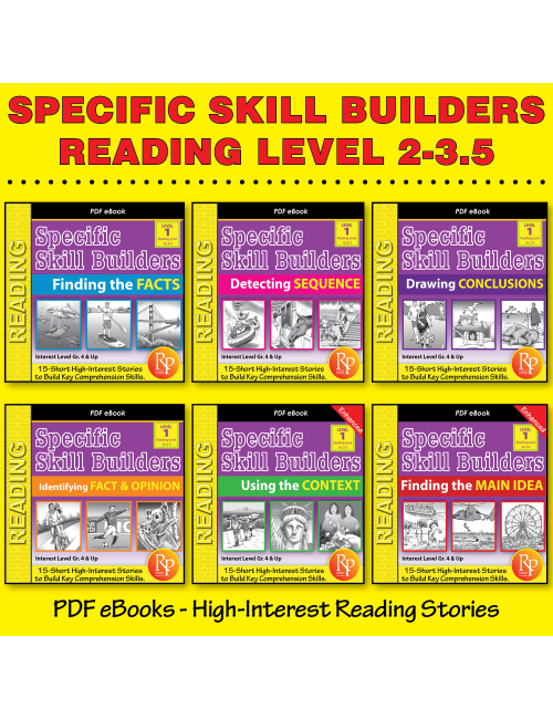 Specific Skill Builders SET 1: (Reading Level 2-3.5) | Short Passages | Activities