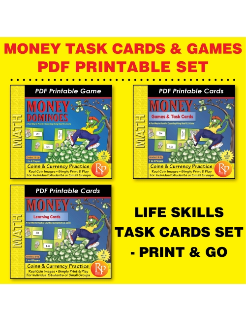 Counting Money Complete Set: Hands-on Games, Task Cards & Visual Lessons