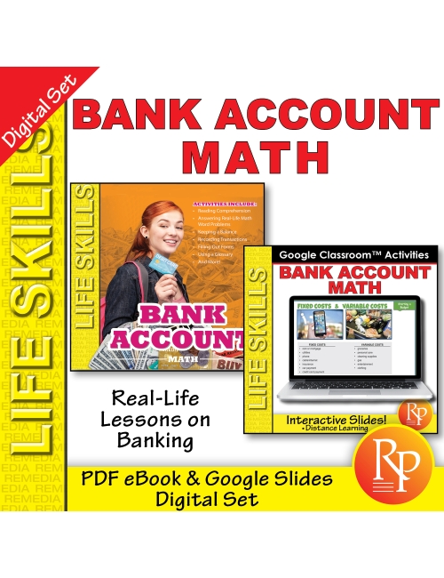 LIFE SKILLS - Bank Account Math BUNDLE: PDF & Google - Money, CC & Debit Cards