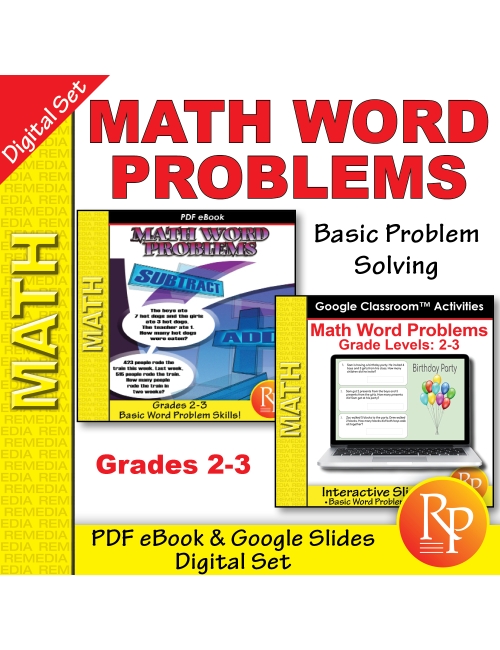 Math Word Problems Grades 2-3 - PDF Google BUNDLE: Easy - Fun - Interactive - Activities