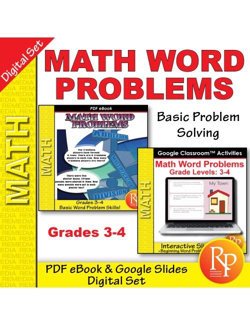 Math Word Problems Grades 3-4 - PDF Google BUNDLE: Fun - Interactive Activities