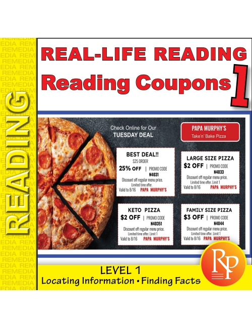 Reading Coupons Level 1: Functional Life Skills - Comprehension Activities