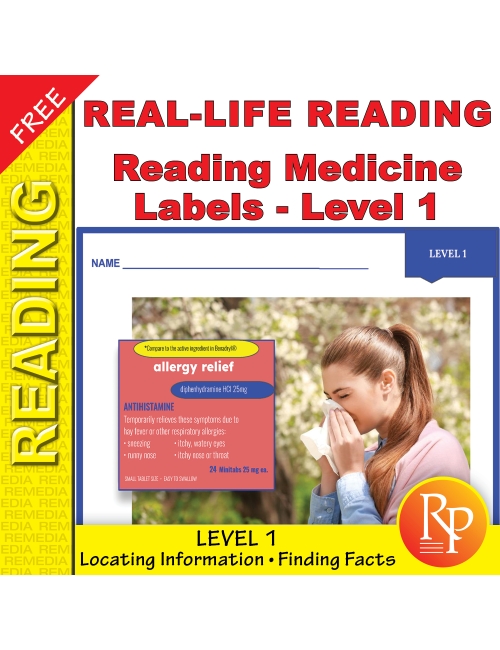 FREE! Reading Medicine Labels Level 1: Life Skills - Comprehension Activities