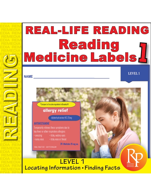 Reading Medicine Labels Level 1: Everyday Life Skills - Comprehension Activities