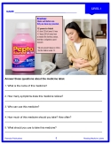 Reading Medicine Labels Level 1: Everyday Life Skills - Comprehension Activities