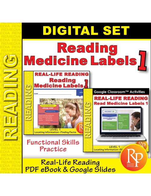 Reading Medicine Labels Level 1 - Print & Google: Life Skills | Comprehension