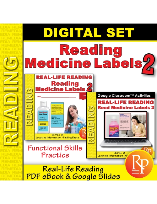 Reading Medicine Labels Level 2 - PDF & Google: Life Skills | Comprehension