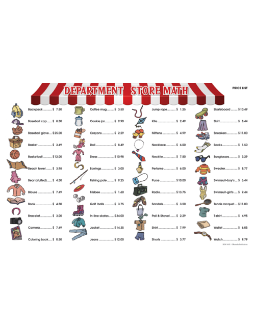 Department Store Math for Beginners (6 Extra Price Lists)