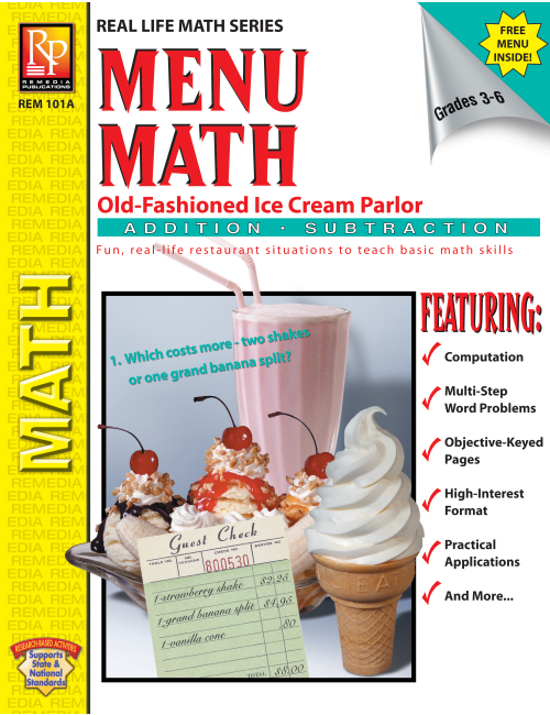 Menu Math: Old-Fashioned Ice Cream Parlor (+, -)