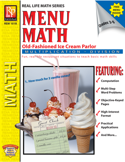 Menu Math: Old-Fashioned Ice Cream Parlor (x, ÷)